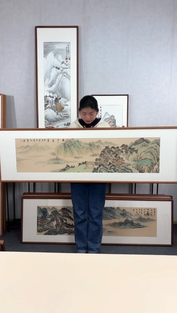 【闪购商品】国画手绘*松下品茗*52*172cm实木框