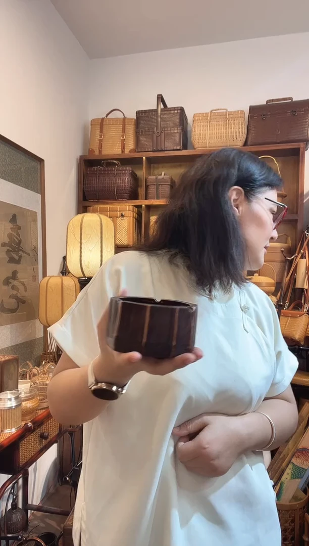 手工竹制复古烟灰缸