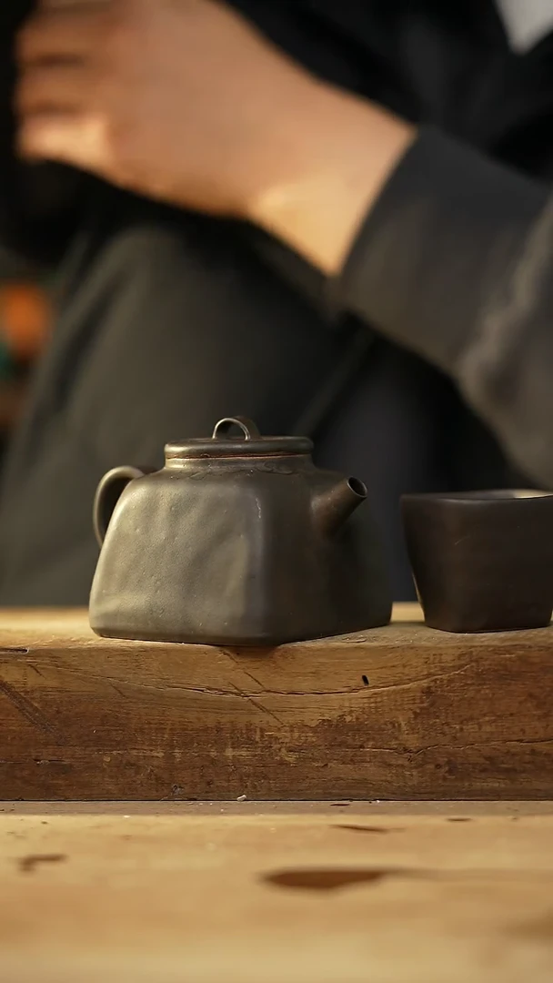 【闪购商品】瓷片秤砣系列·设计师丁念·四方小茶壶+杯