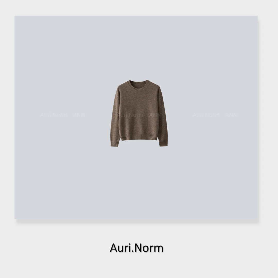 Auri.Norm【奶油可可】简约百搭咖色圆领毛衫小众设计师特别款