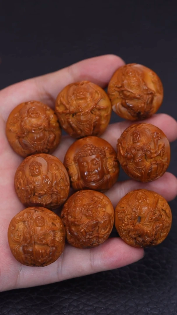 橄榄核手串/手链回血陈航君2.6双面浮雕龙生九子万佛