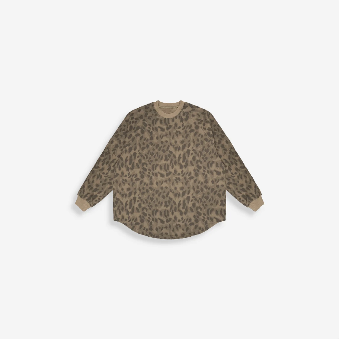 21931复古时尚豹纹圆领卫衣女秋冬休闲百搭套头上衣