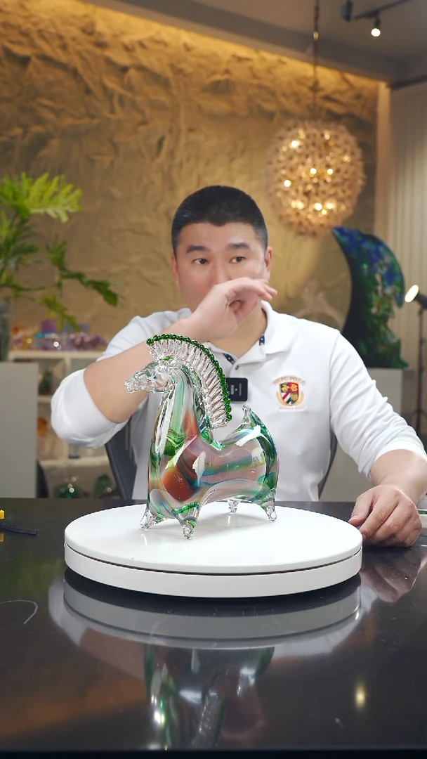 手工艺品琉璃彩色小唐马摆件