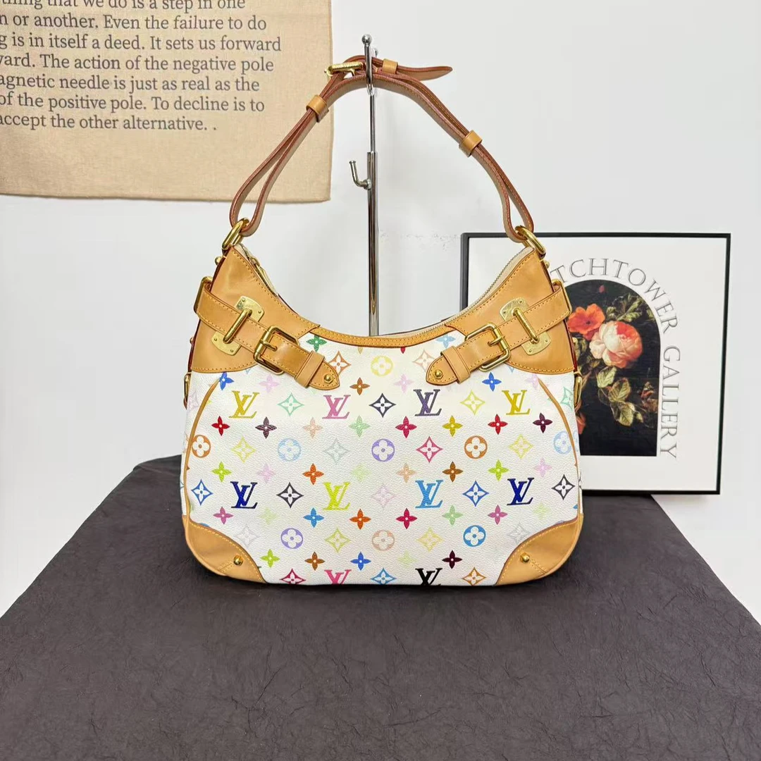 95新 LouisVuitton/路易威登 lv白三彩豌豆包/单肩包/月牙斜挎包