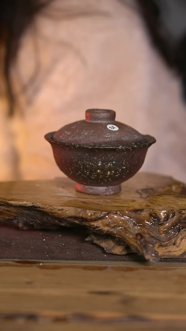 景德镇纯柴烧 粗陶盖碗 25