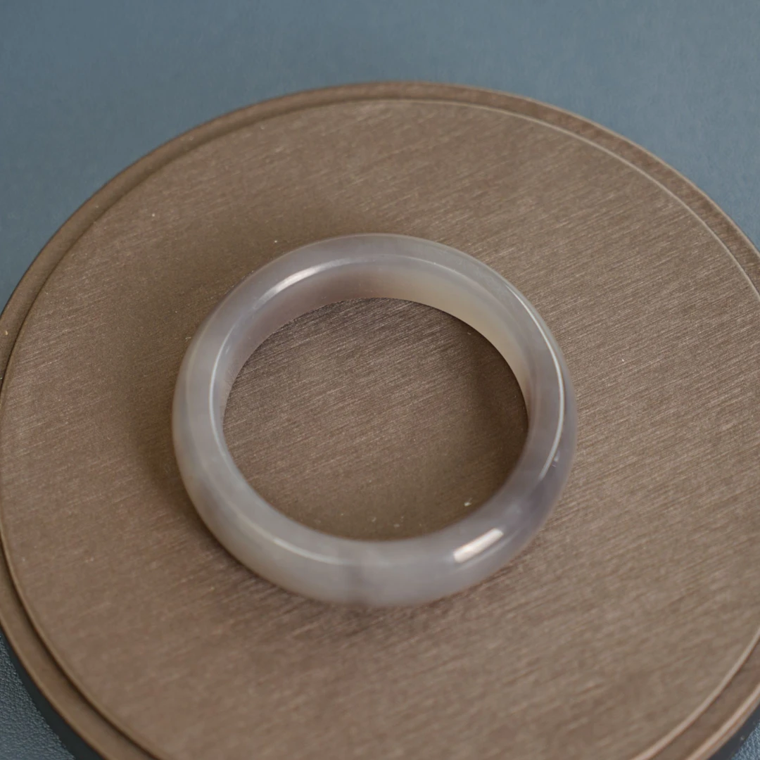 青海料和田玉烟紫手镯52圈口