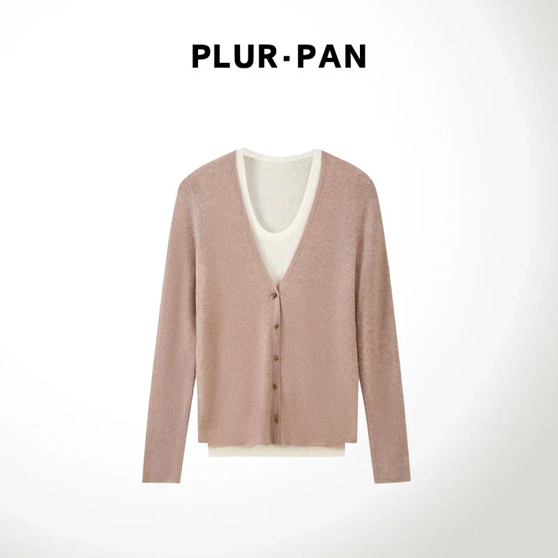 PLUR·PAN经典基础款  假两件廓形长袖针织衫  225