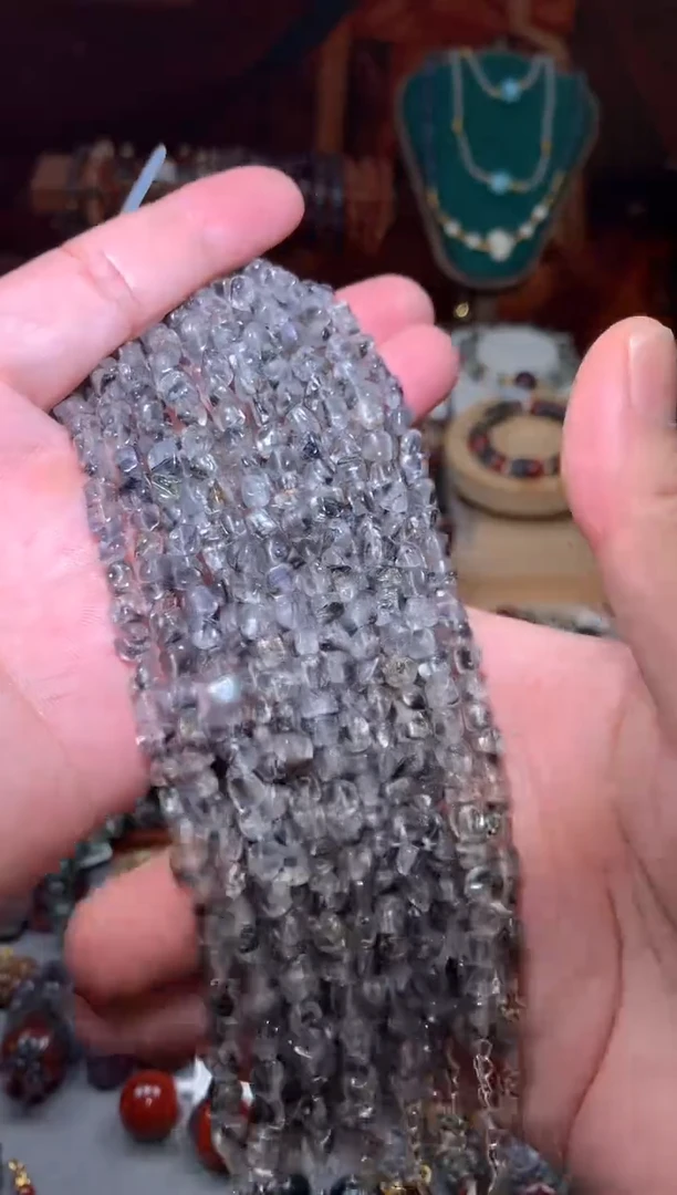 未镶嵌珠宝半成品水晶黑银钛随形手串，多样性发其一