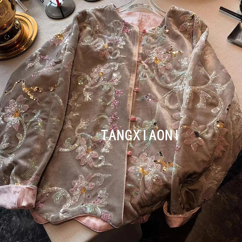 2店 早春 【烟灰水粉】重磅刺绣外套