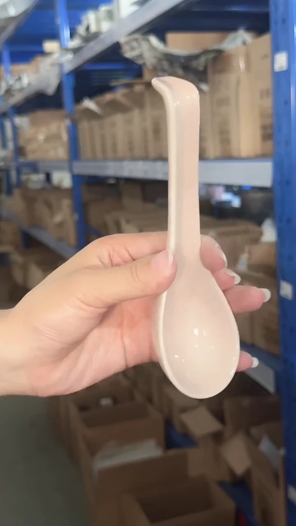 陶瓷伊贺粗陶风色釉汤匙-晨光粉单个