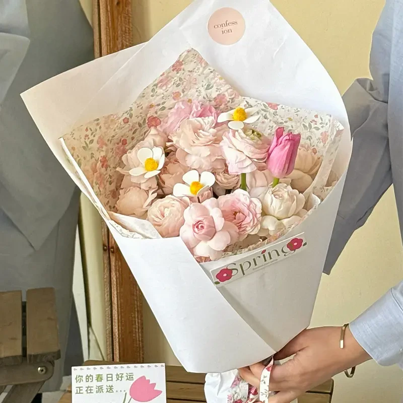 【花儿乐】春意盎然印花碎花雪梨纸花束包装内衬520花艺包装材料