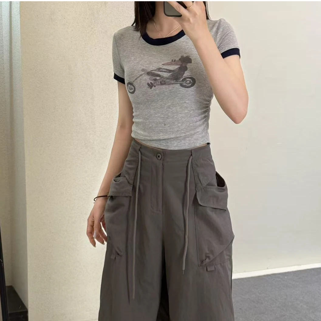 【鼠鼠摩托】简约修身性感纯欲辣妹T恤