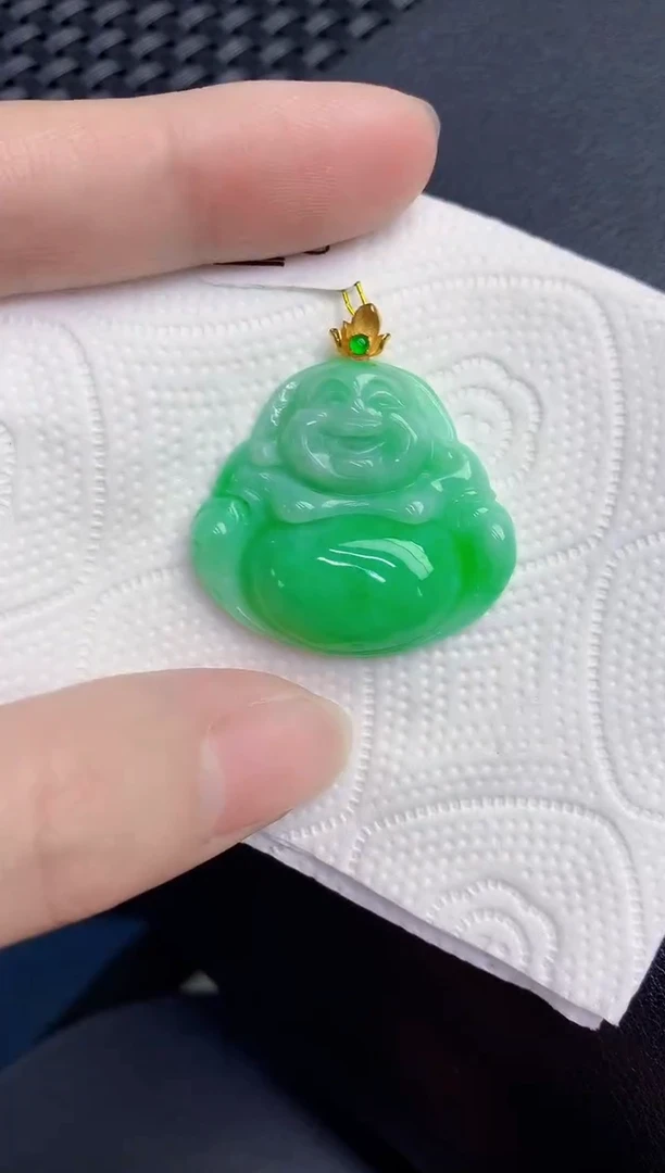 颈饰18K金镶嵌翡翠天然翡翠缅甸A货