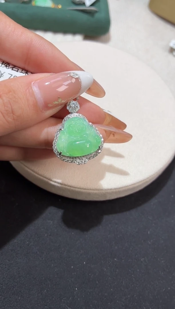 吊坠(不含链)银S925镶嵌翡翠吊坠