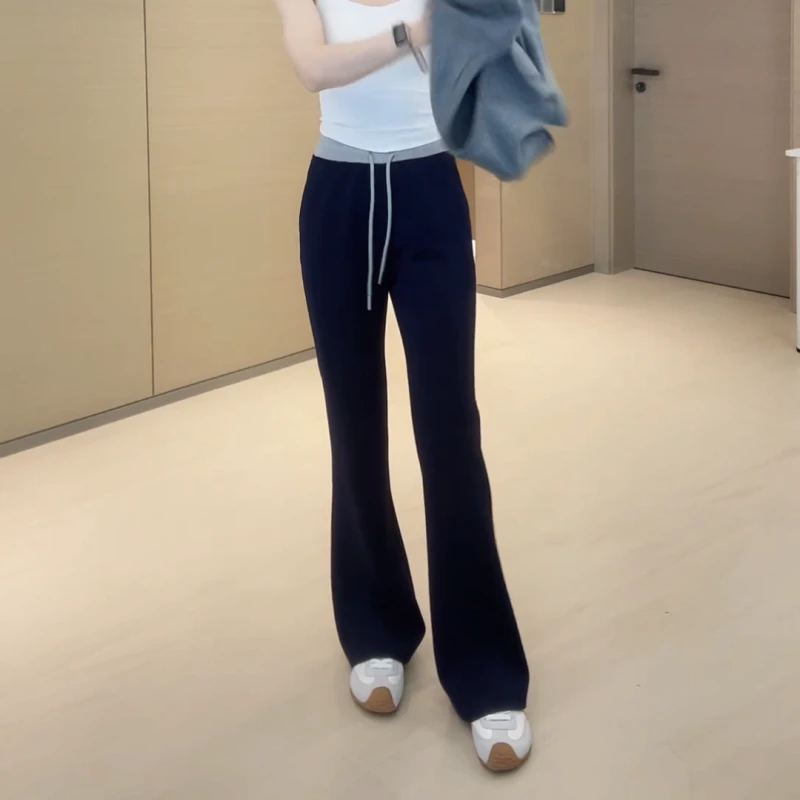 【超模神裤】高腰拼色分割结构设计欧若风显瘦百搭微喇裤LK2502073