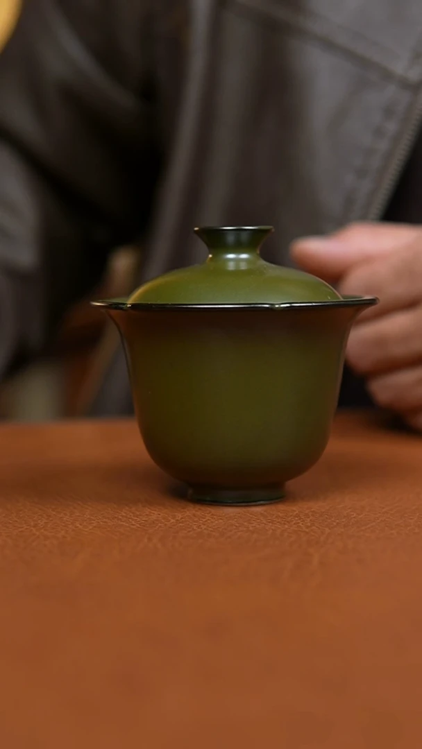 杯茶叶沫青纯手工两才葵口盖杯一级