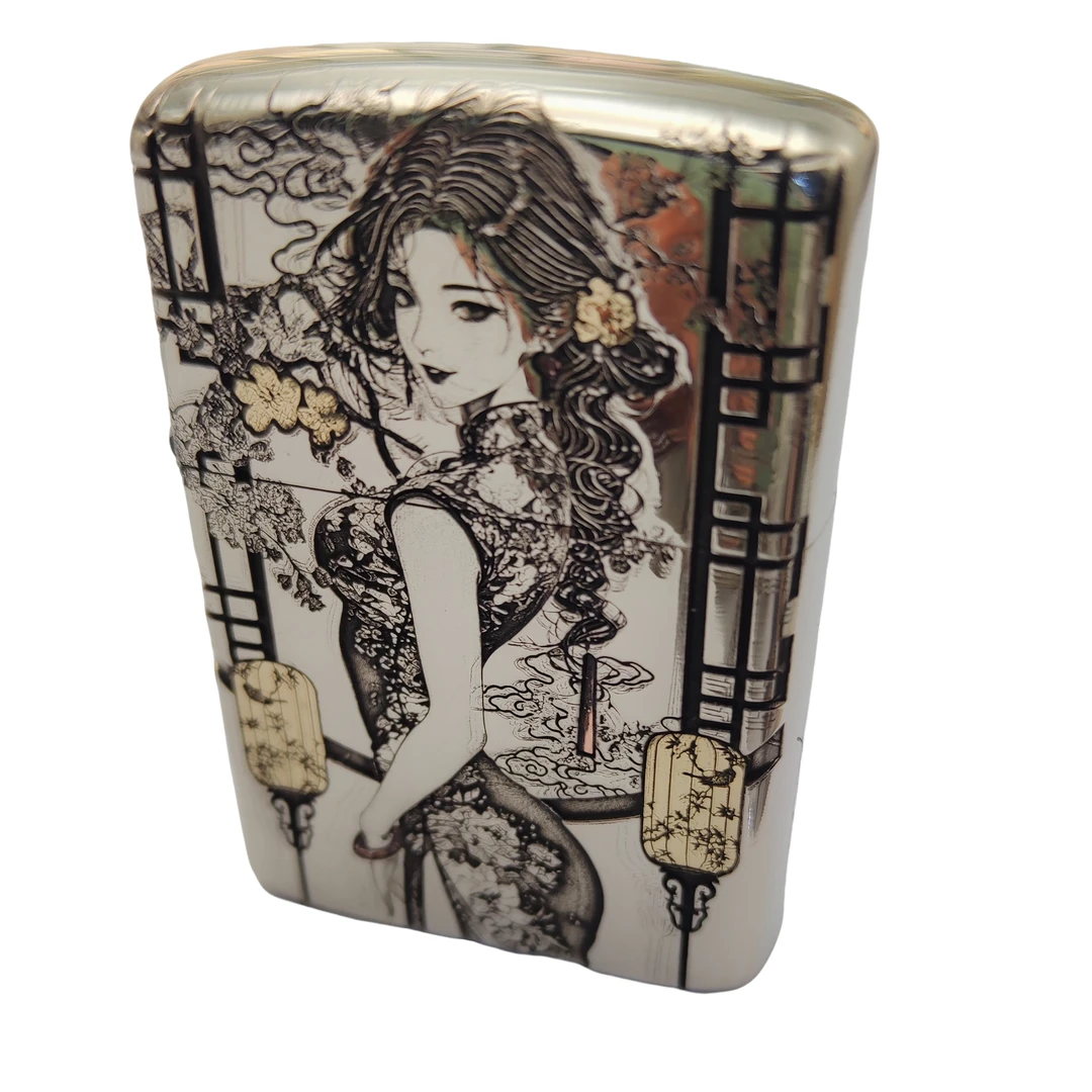 佐罗【古典美女镶嵌】二代盔甲机防风煤油打火机复古康斯坦丁打火机