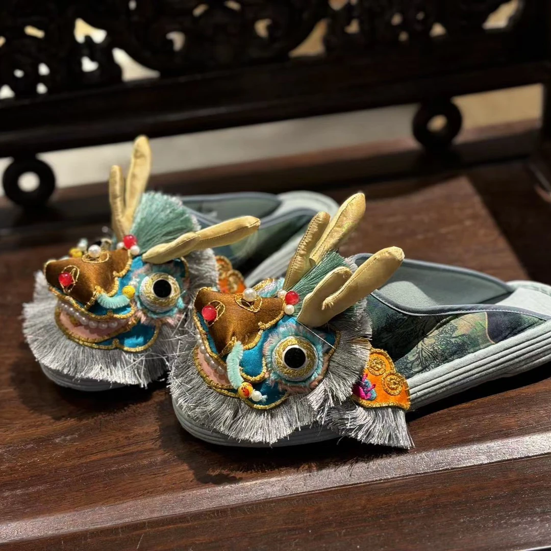 苍龙  原创国风手工千层底布鞋重工龙头系列