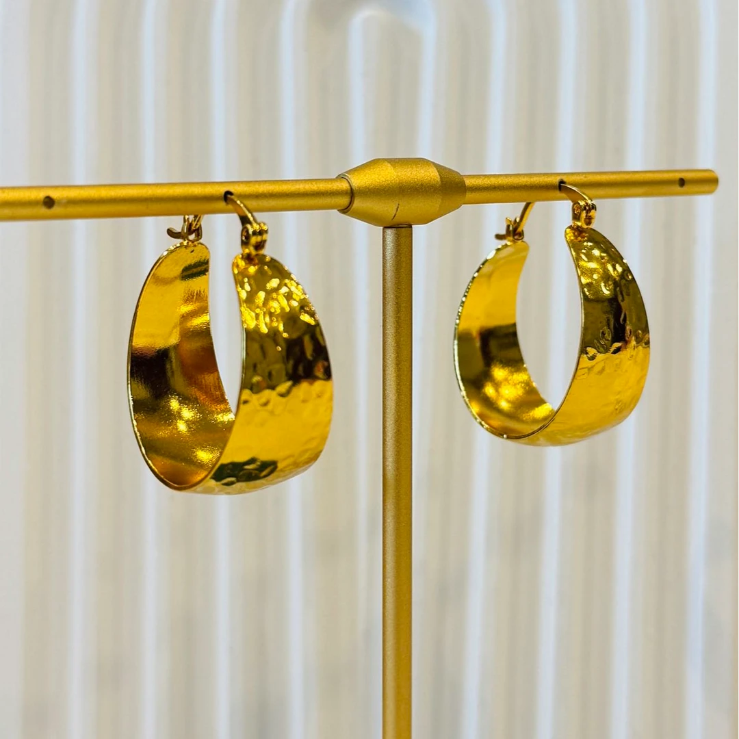 铜合金耳饰 菲纳孜金面耳环 欧美光面复古时尚简约金色百搭气质