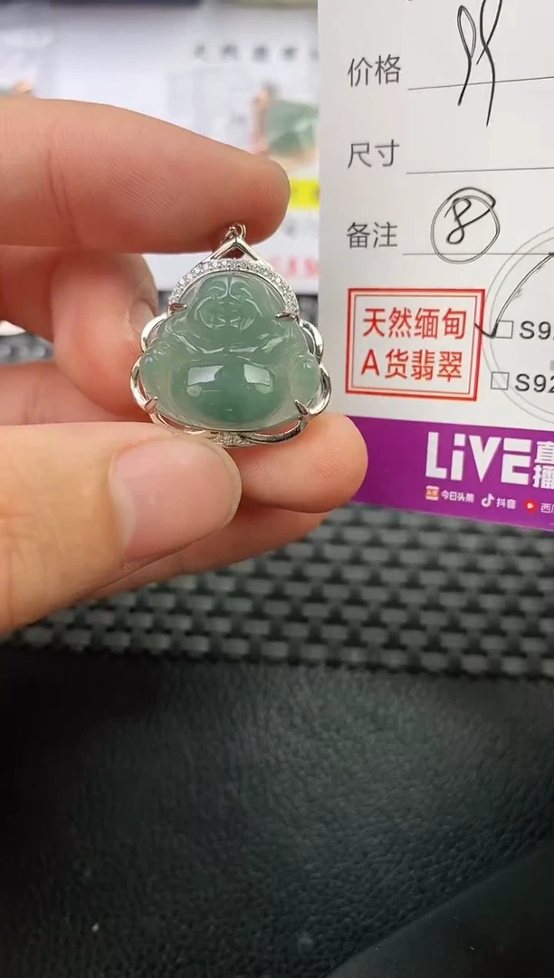 颈饰银S925镶嵌翡翠智*挂件