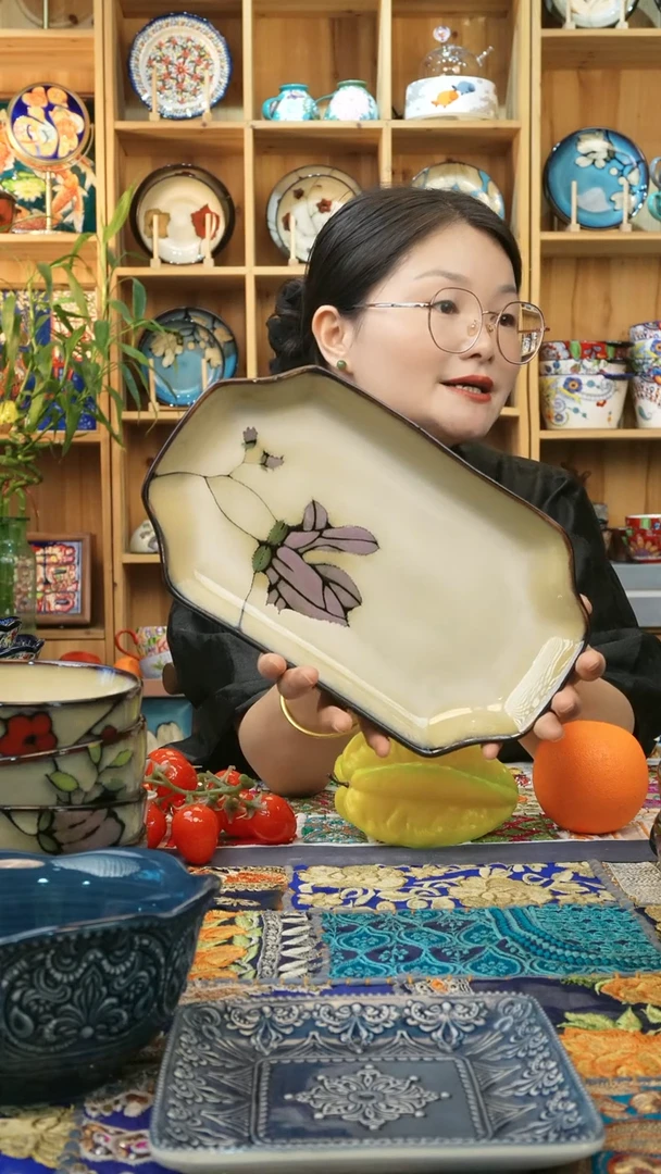 瓷片小可高温瓷餐具鱼盘1只