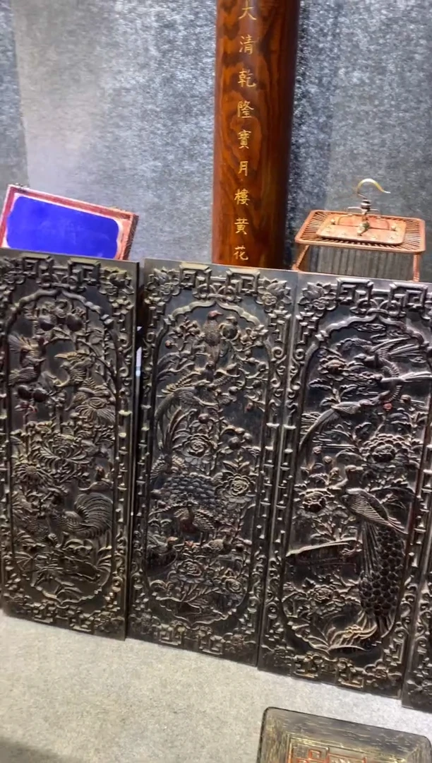 木紫檀拆件雕刻板以直播间实物为准微瑕老物件