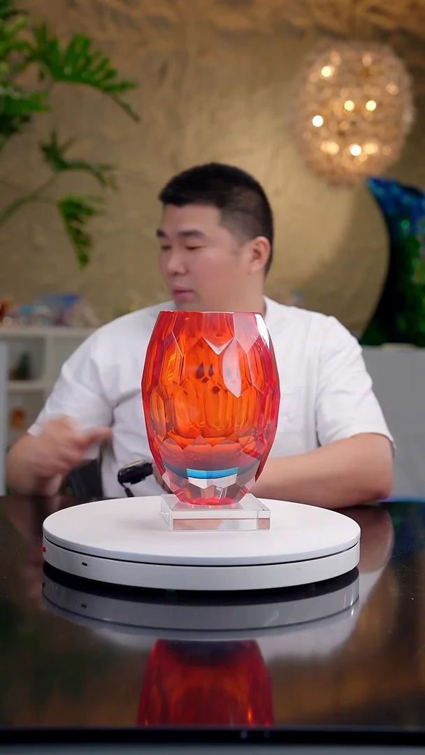 摆件红蓝色切面花器