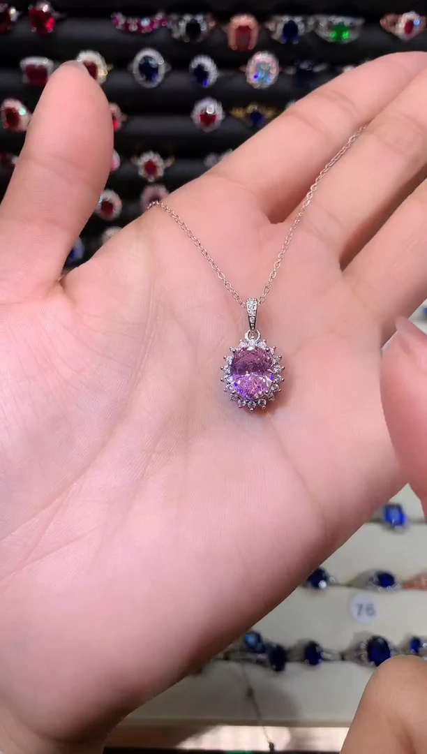 【闪购商品】蓝宝石吊坠(赠链)银S925镶嵌810