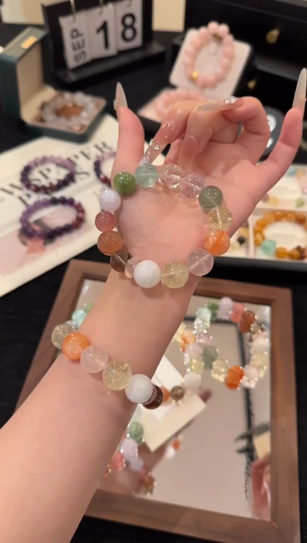 未镶嵌手链水晶彩虹多宝x2690