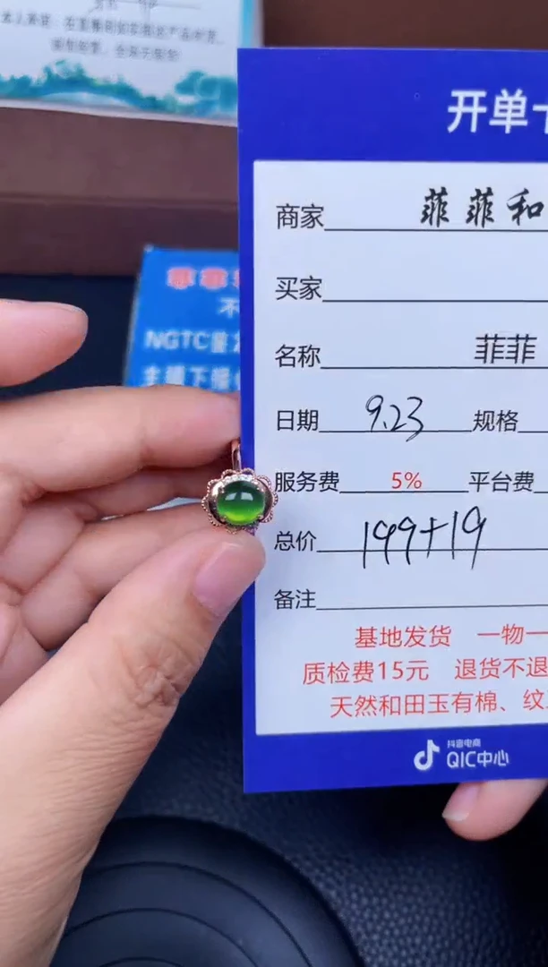 颈饰银S925镶嵌和田玉F35