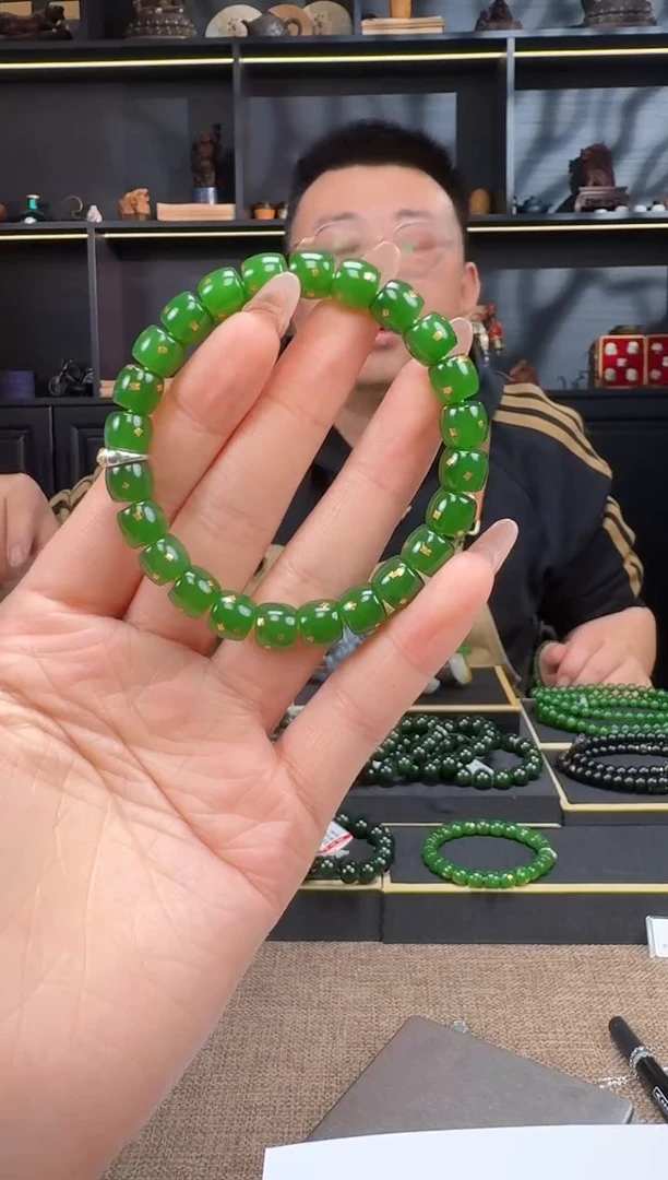 【闪购商品】和田玉2未镶嵌9mm碧玉极致手串