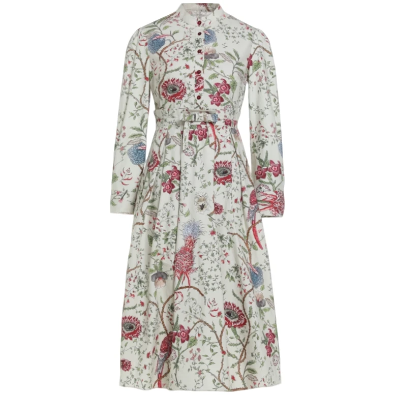 新款优雅碎花女士长款碎花收腰显瘦印花连衣裙LBC85031