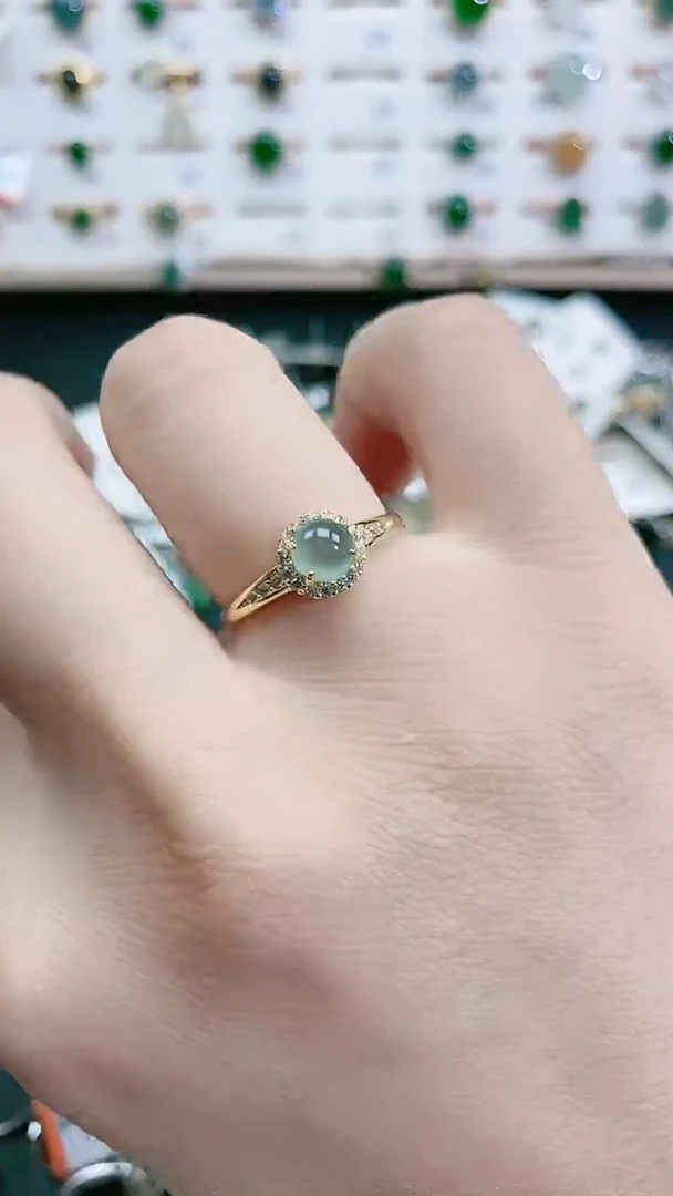 银S925镶嵌戒指翡翠天然翡翠