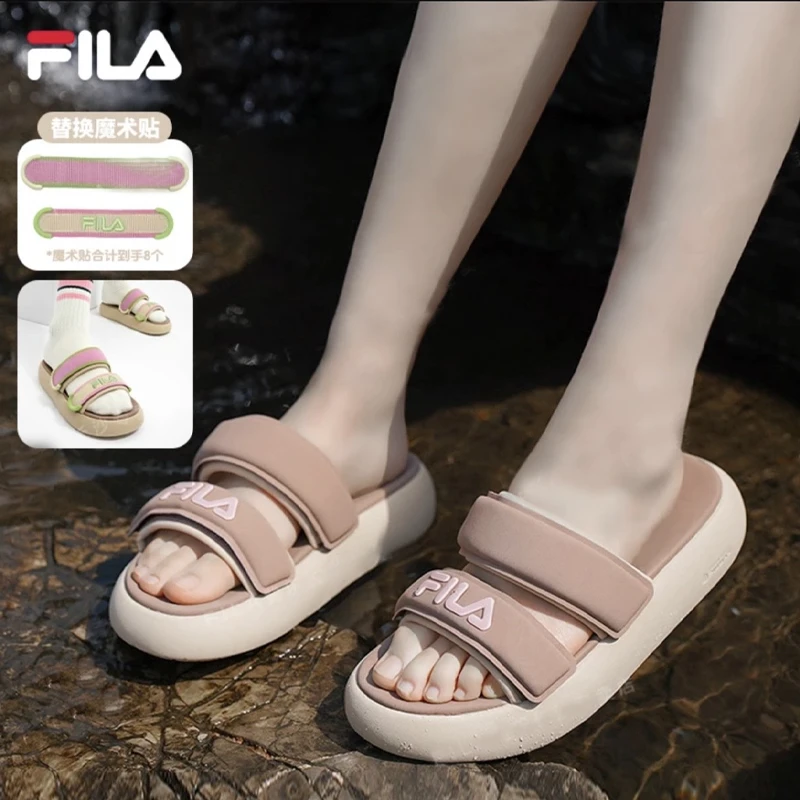 FILA斐乐官方女鞋子新款夏季凉拖魔术贴休闲甜甜圈百搭旅游鞋