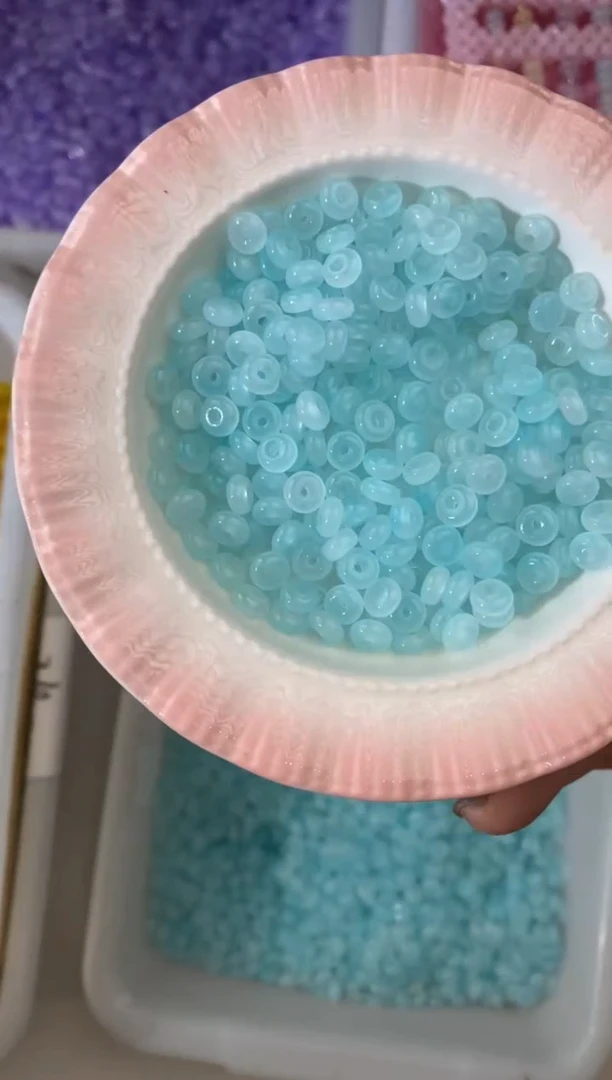 玻璃2826卡6渐变玉米算盘珠150颗天青蓝