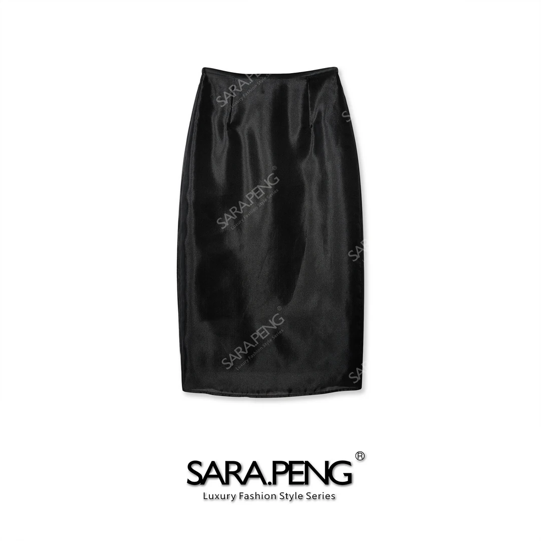 SARA.PENG绝色难求｜高定醋酸后开叉双层丝光半身裙｜质感有型｜百搭
