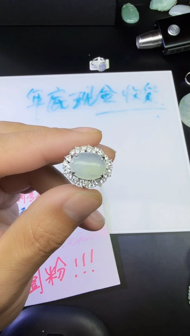 【闪购商品】翡翠颈饰银S925镶嵌蛋面戒指