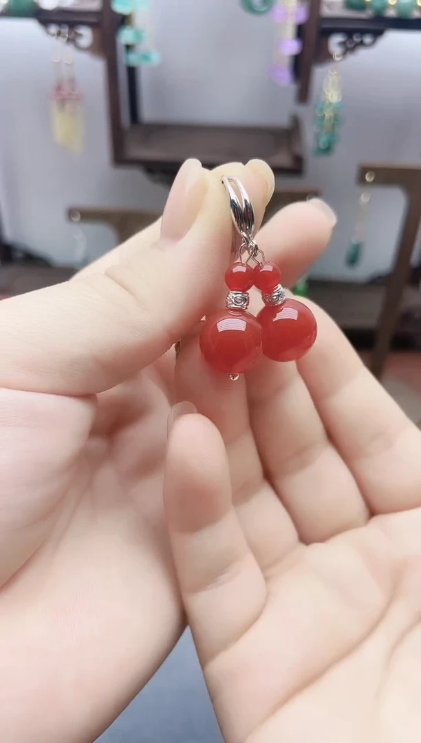 银S925镶嵌南红玛瑙耳饰828000