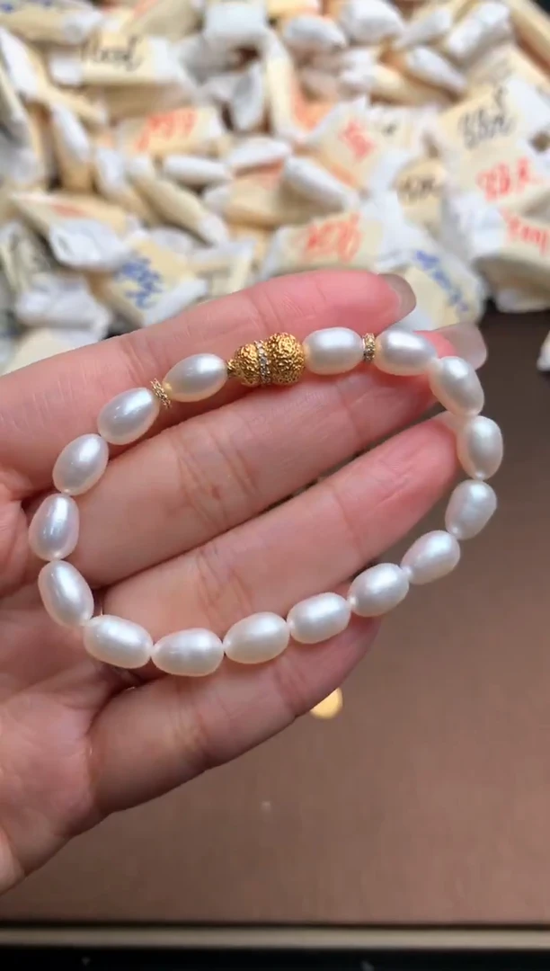 银S925镶嵌手绳淡水珍珠一