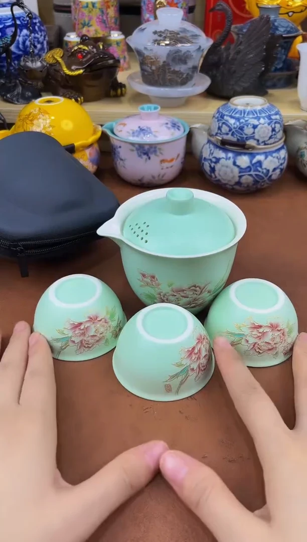陶瓷茶具摆件旅行套组