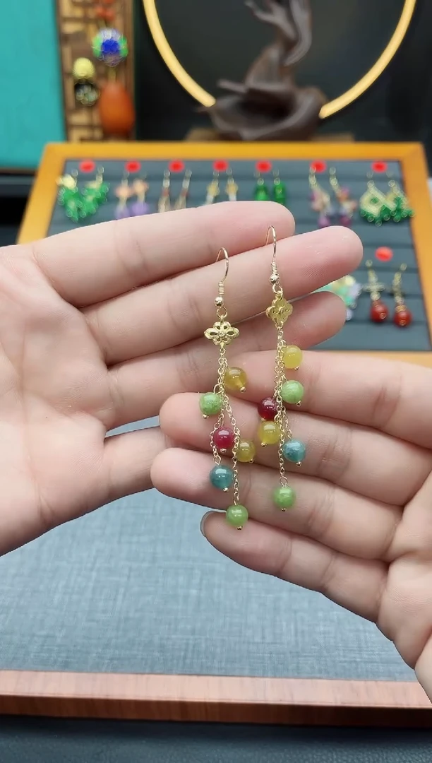 【闪购商品】玛瑙/玉髓耳钉银S925镶嵌329000