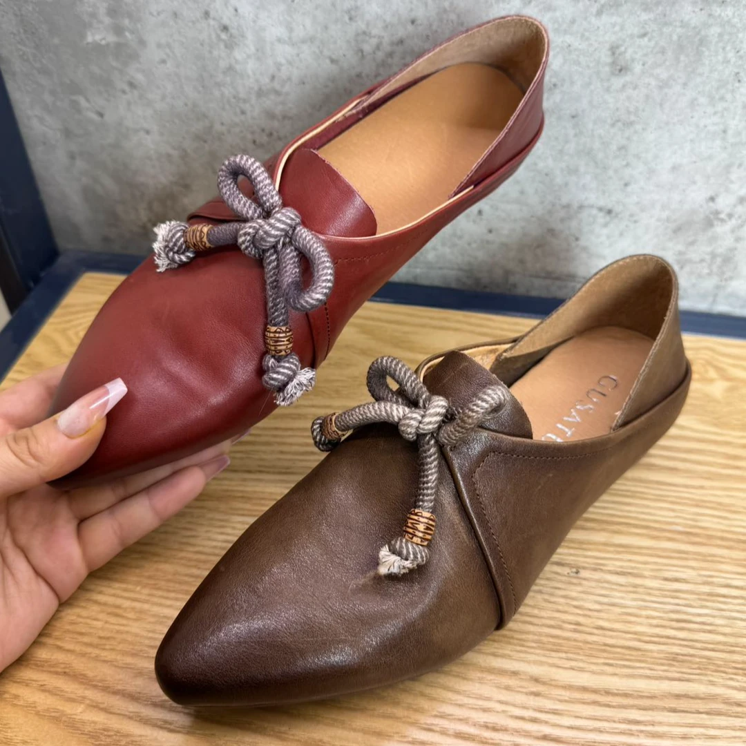 坎力比努尔皮鞋舒适真皮平底28713-1