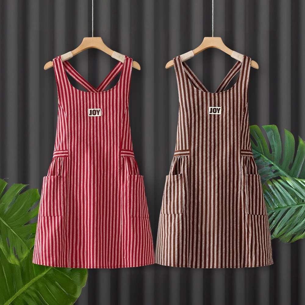 纯棉围裙厨房罩衣2025新款网红洋气护衣防油成人厨房专用纯棉围裙