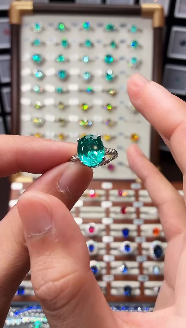 无925银轻奢帕拉伊巴色女神戒