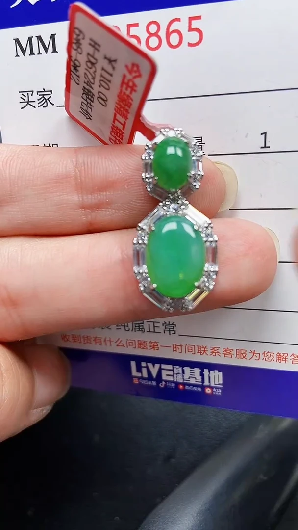 颈饰银S925镶嵌翡翠5865