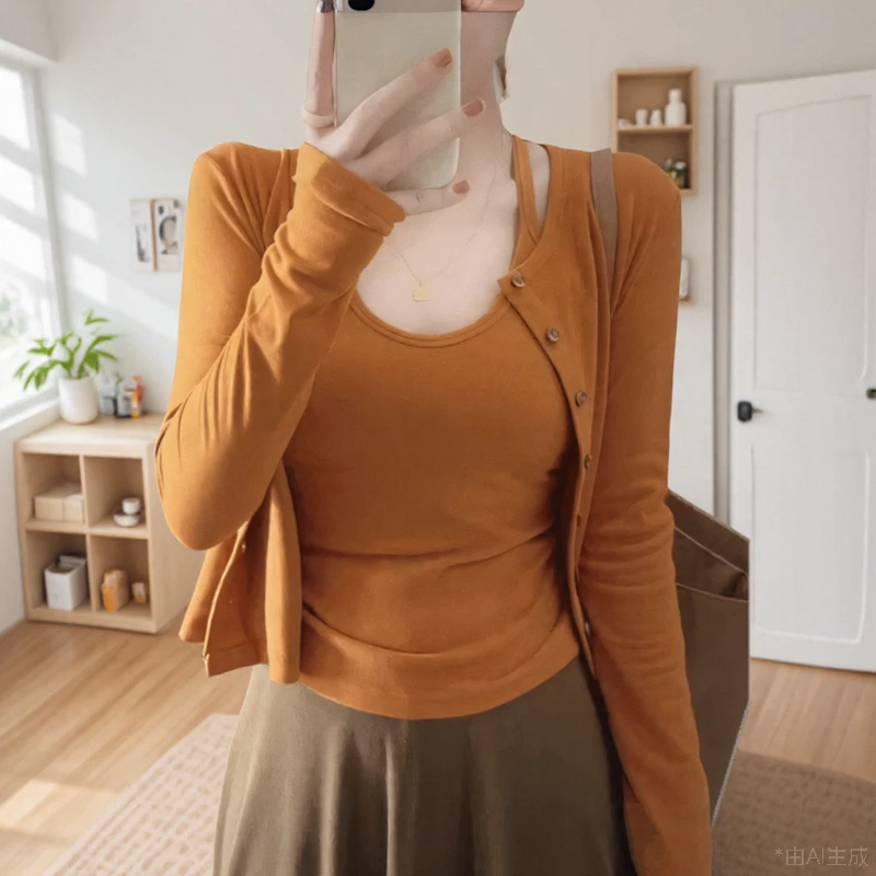 针织吊带披肩开衫女春夏新款韩系休闲防晒罩衫加小外套两件套上衣