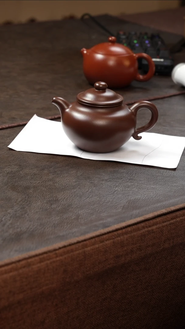 茶壶紫砂壶·11老紫泥莲子210cc