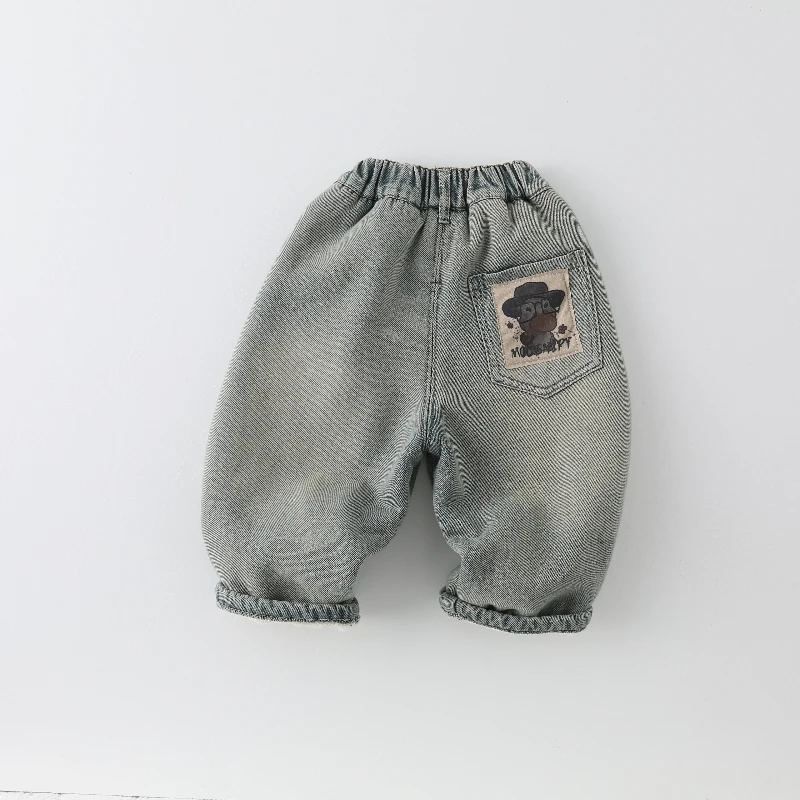 【现货捡漏】儿童牛仔裤冬季2024新款男童贴标后兜保暖裤子