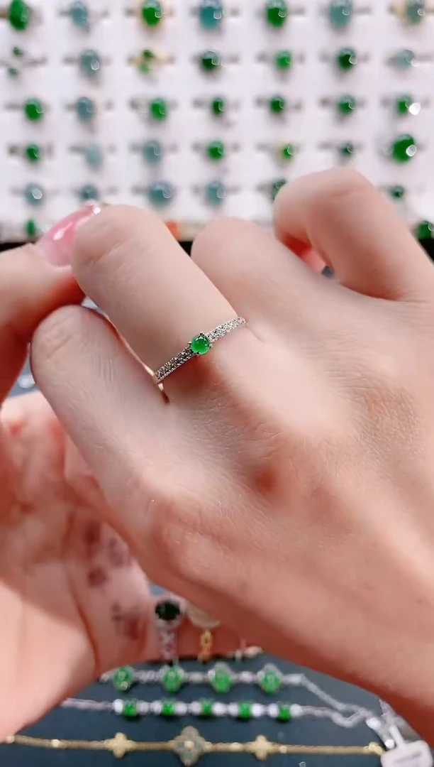 【闪购商品】翡翠戒指银S925镶嵌天然翡翠