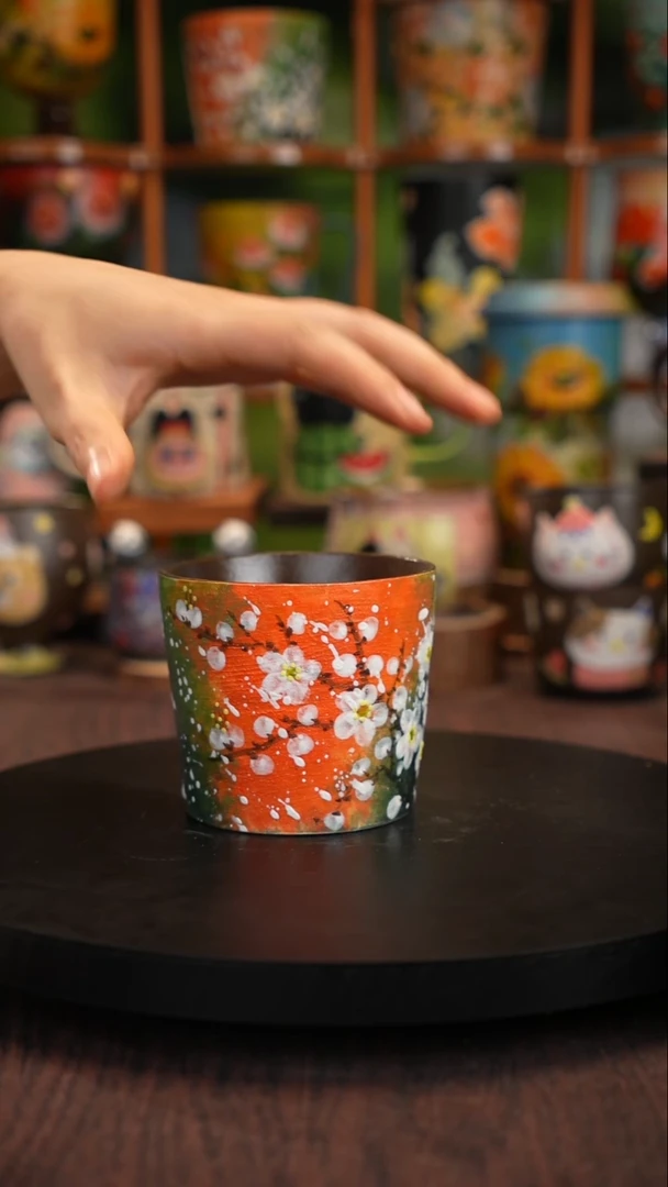 釉下手绘陶瓷紫砂杯